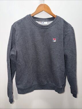 FILA Dark Gray Crewneck Sweatshirt with Small Logo Size L 23.5x24